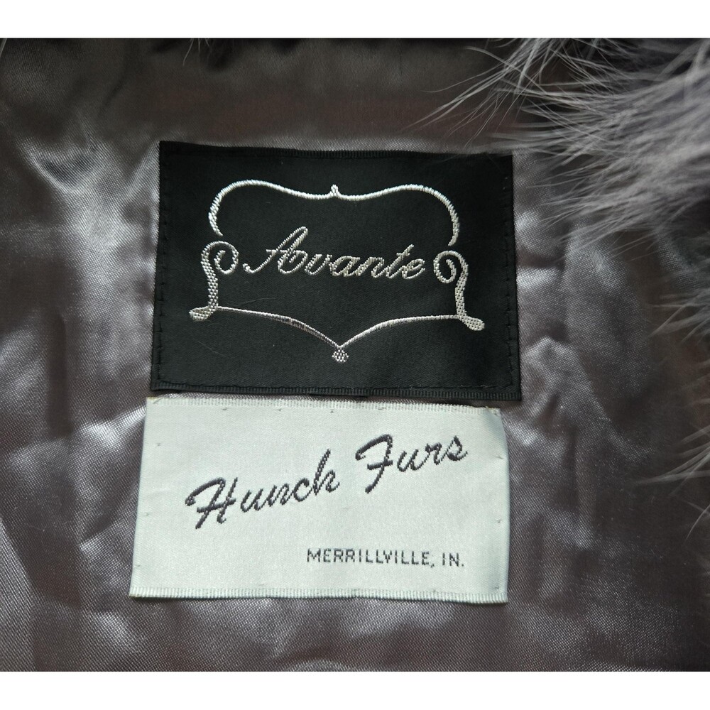 Vintage genuine rabbit fur long coat genuine fox fur collar gray womens L-XL - Picture 4 of 16